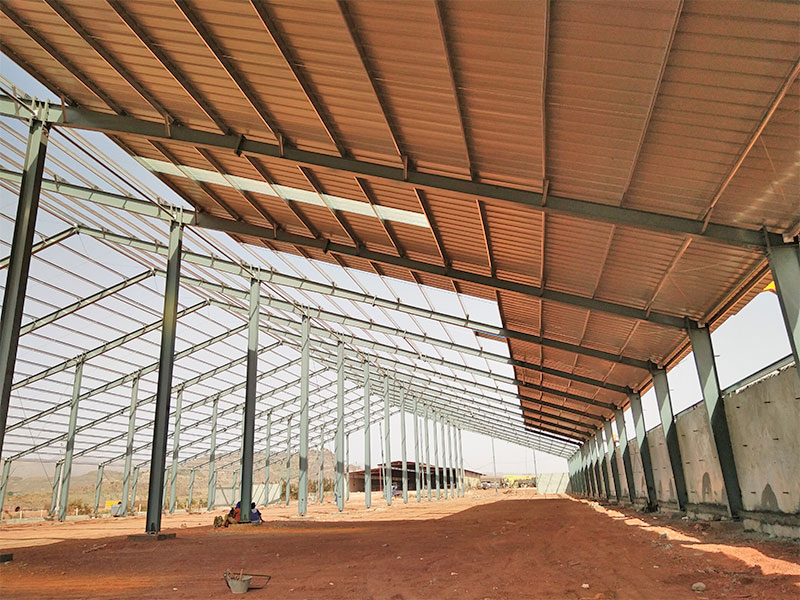 Eritrea malaking span galvanized light steel frame warehouse.